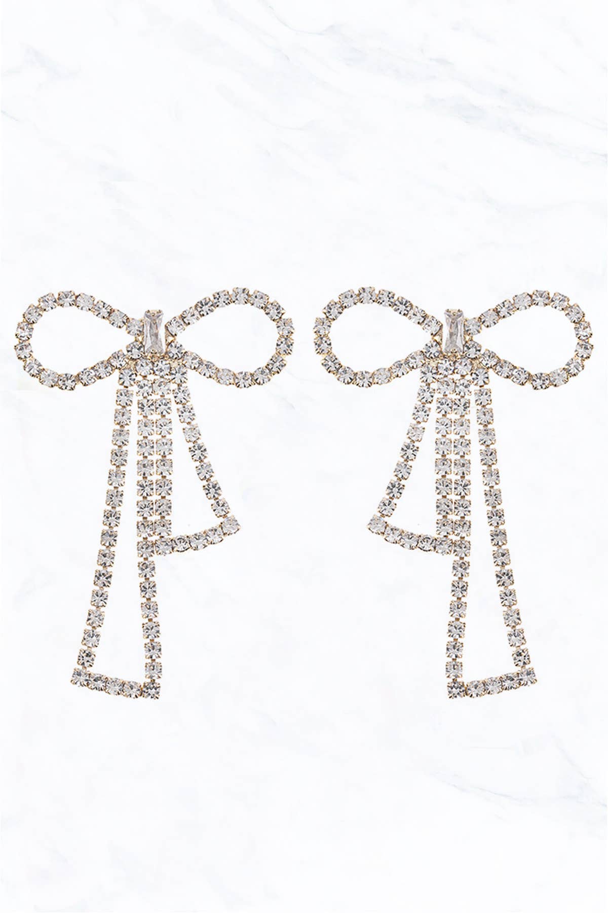 Gold Rhinestone Bow Outline Earring