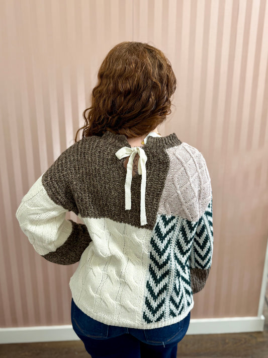 Brown Patchwork Sweater