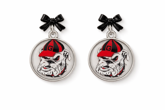 Bulldog Bow Dangle Earrings