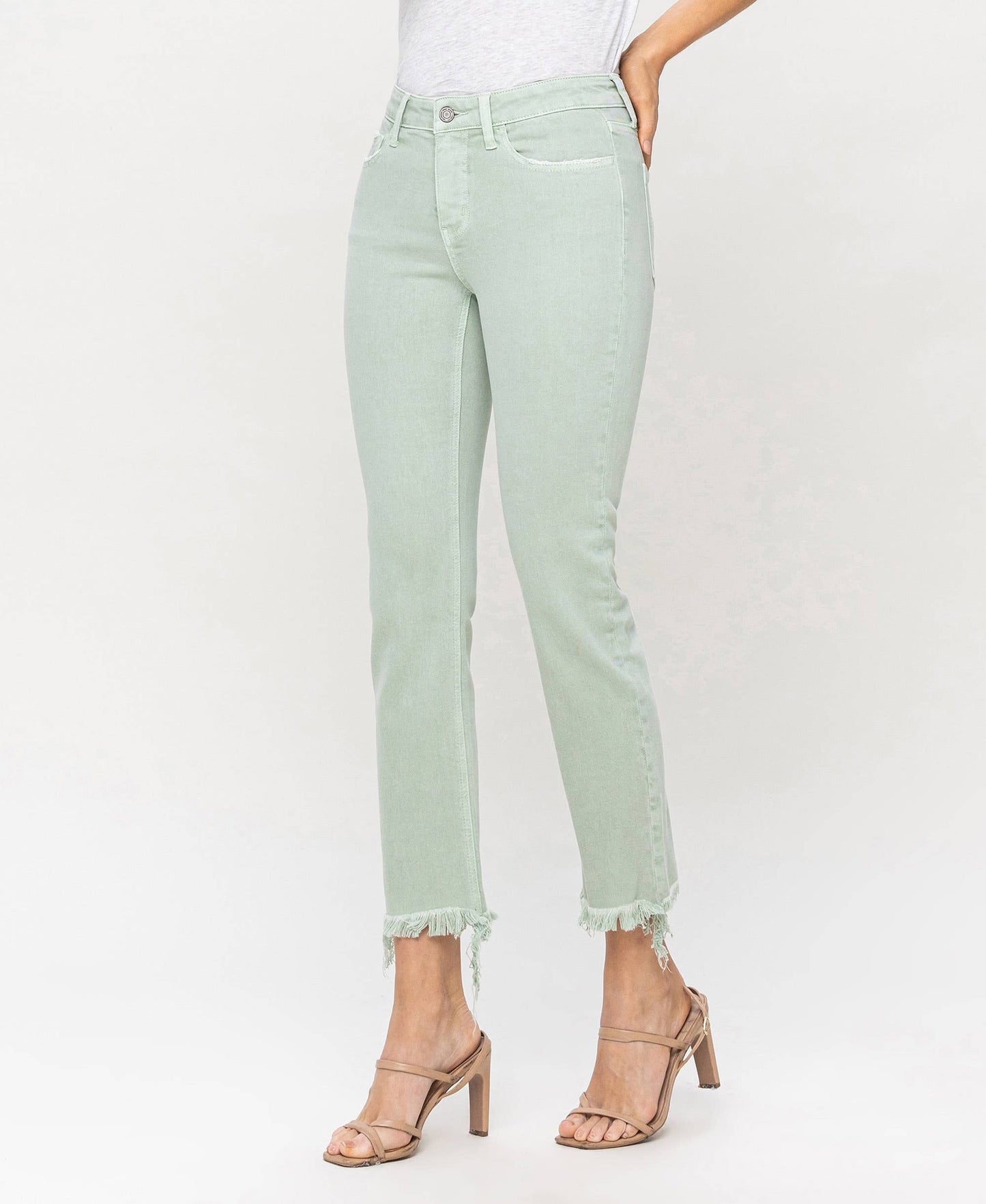 Mint Mid Rise Crop Straight Jeans