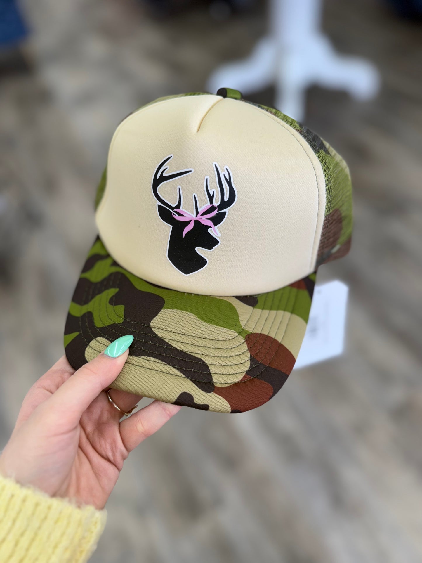 Deer Bow Trucker Hat: Pink Bow