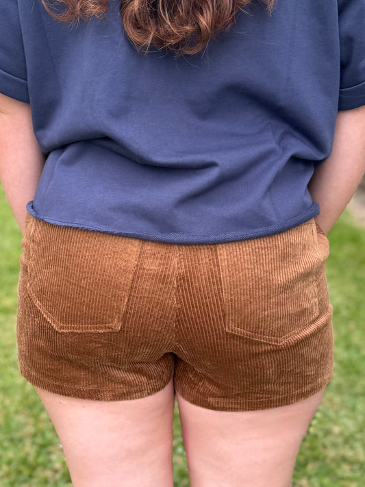Camel Corduroy Wrap Skort