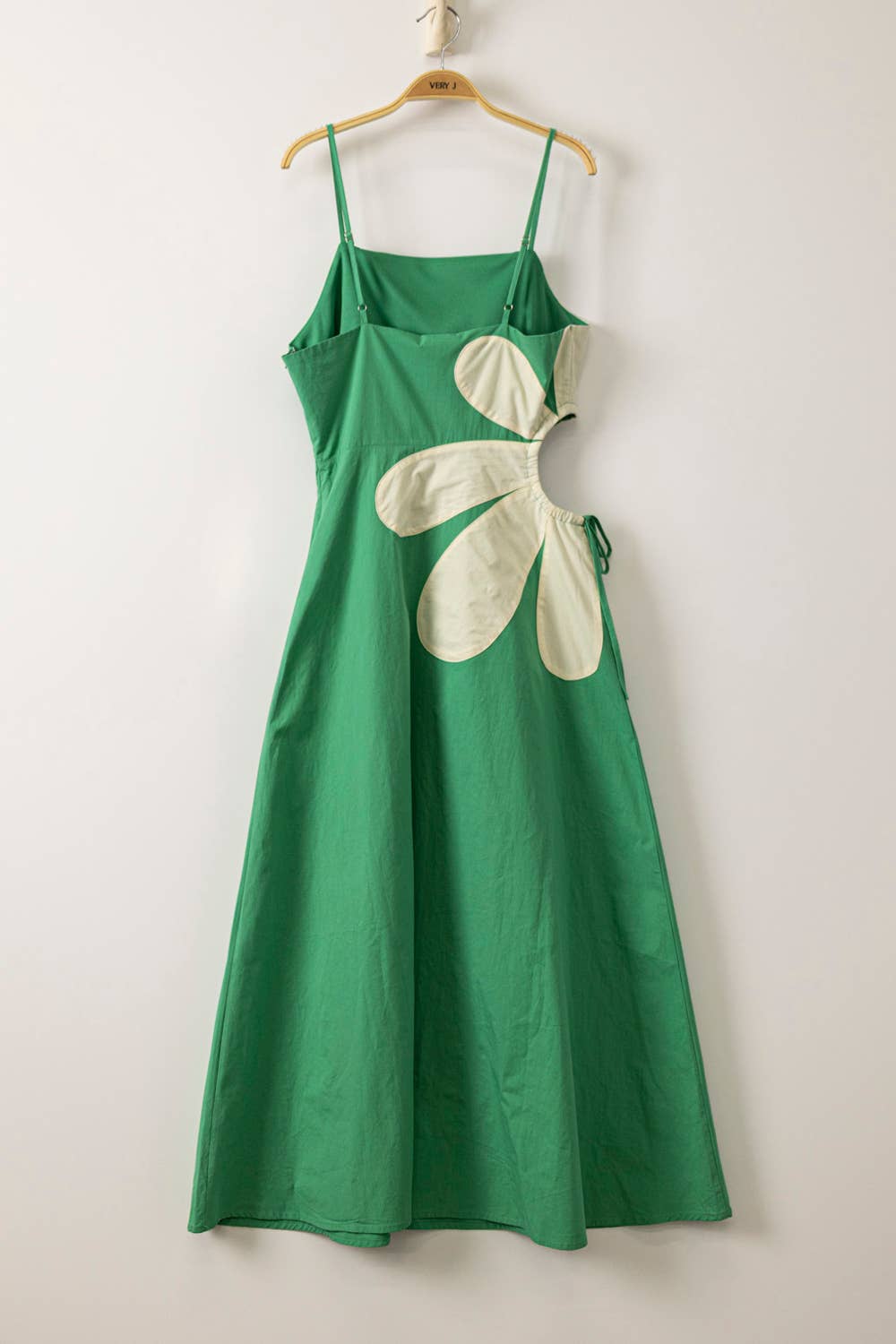 Green Side Cutout Floral Midi Dress