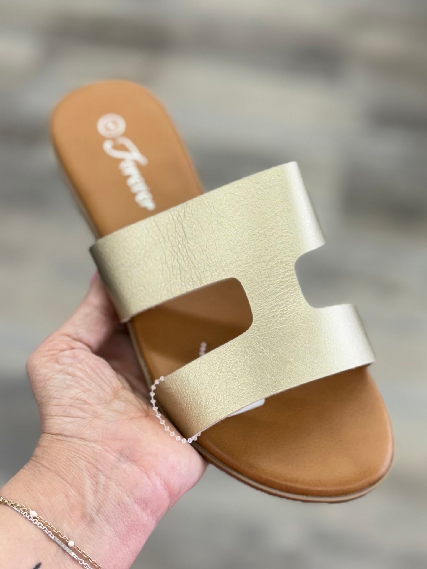 Gold Cut Out Flat Sandal