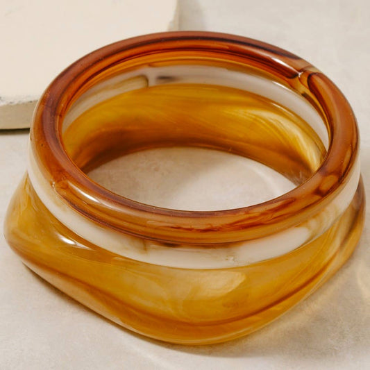 Three Piece Chunky Acrylic Bangle Bracelet Set