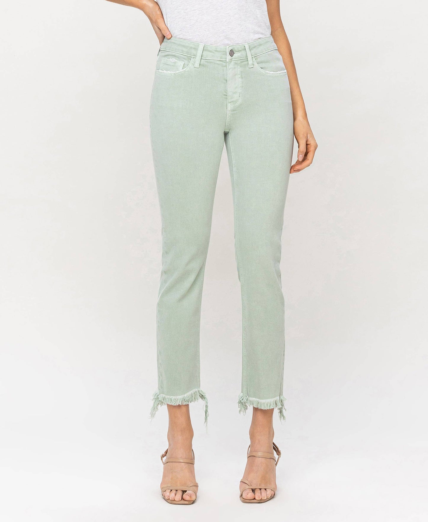 Mint Mid Rise Crop Straight Jeans