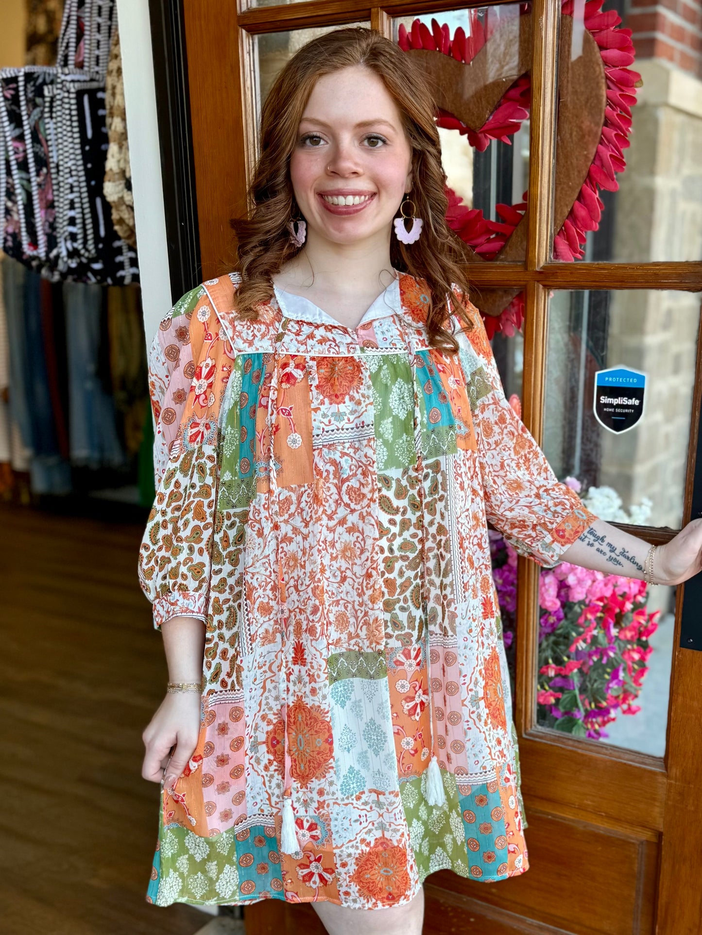 Orange Boho Paisley Dress