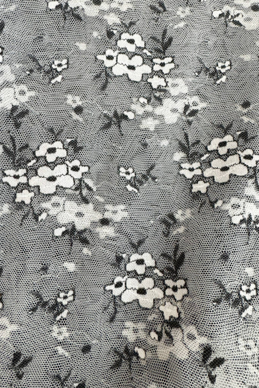 Off White Mock Neck Layering Lace Top