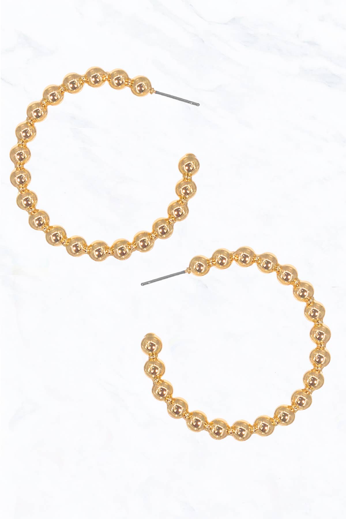 Gold Ball Open-End Hoop Earrings