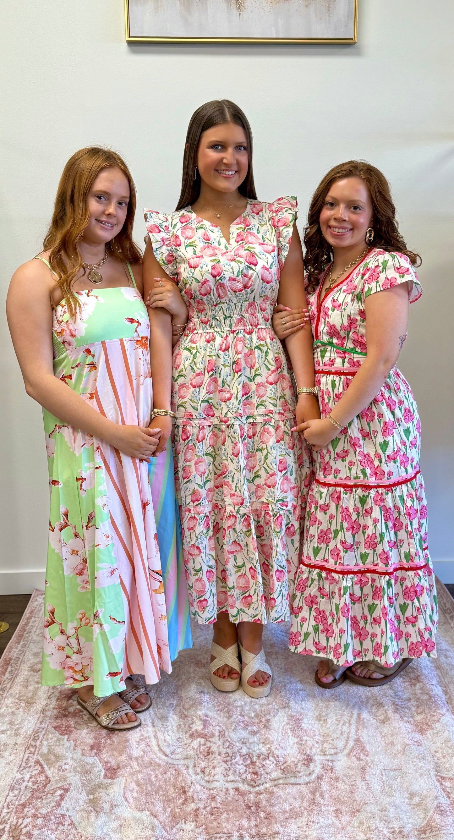 Pink Floral Tiered Dress
