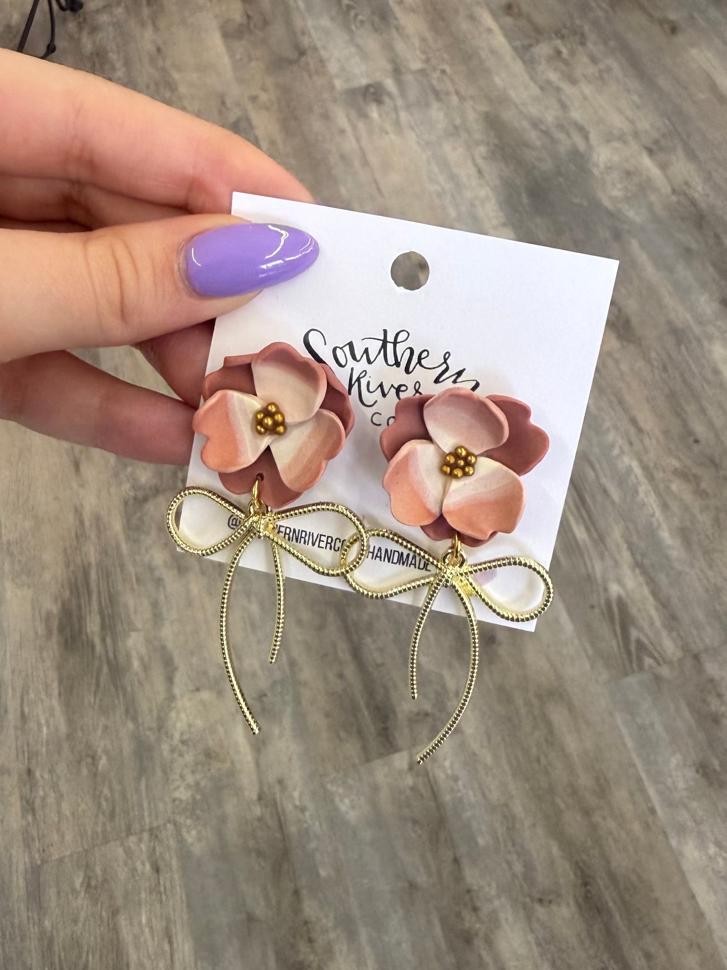 Rose Flower Bow Dangles