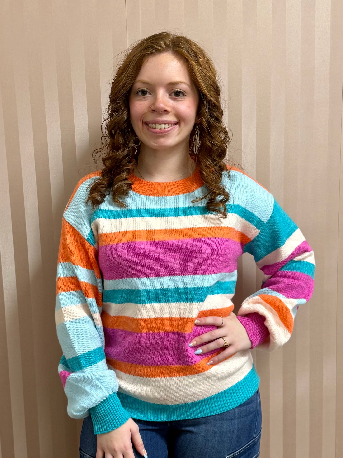 Multicolor Striped Knit Sweater