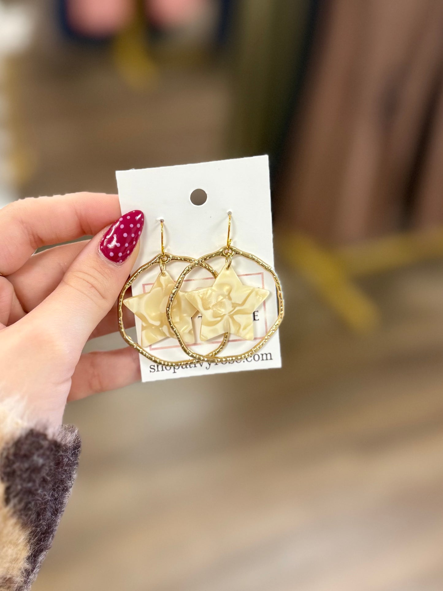Gold Marble Star Earrings