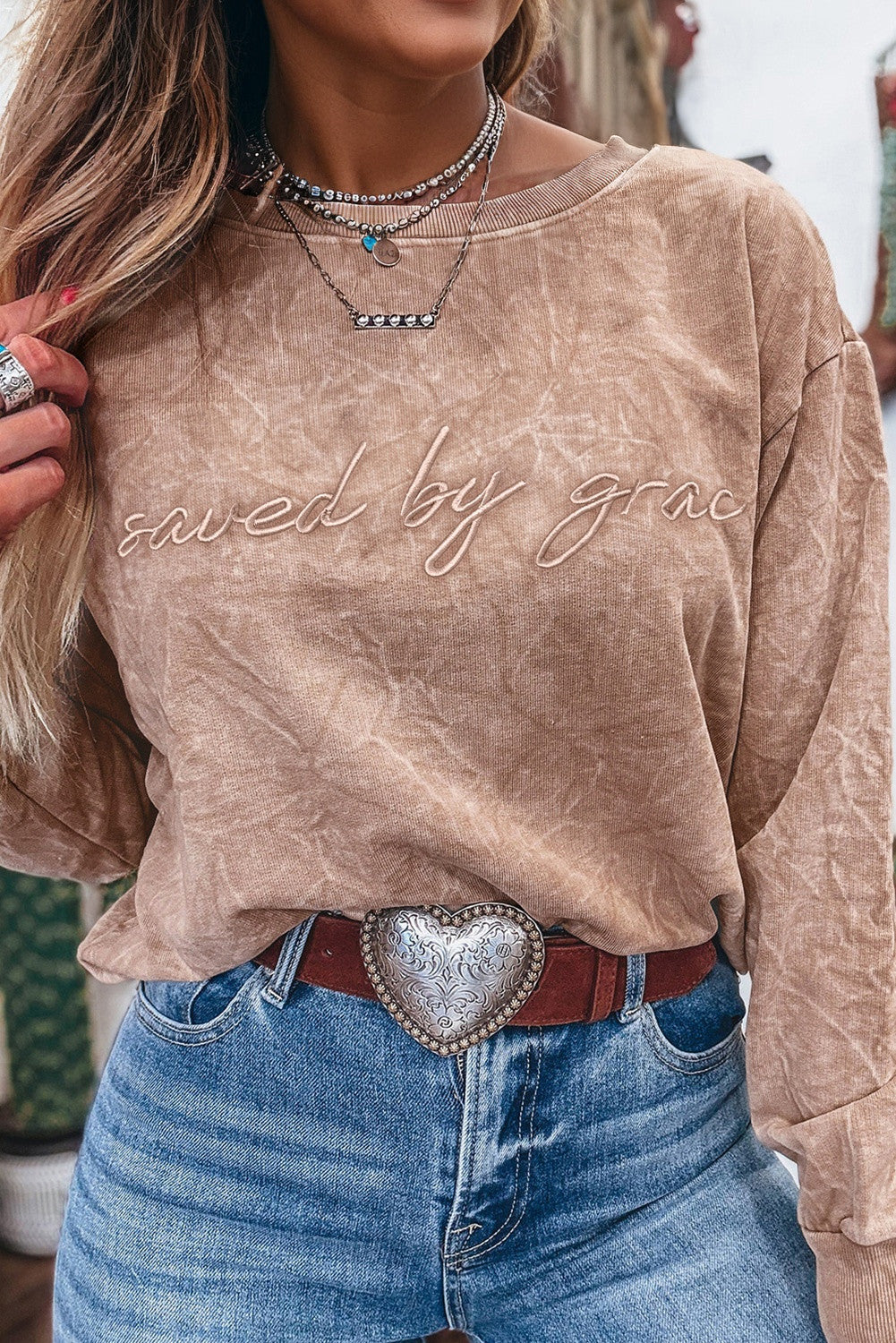 Saved By Grace Mineral Wash Sweatshirt