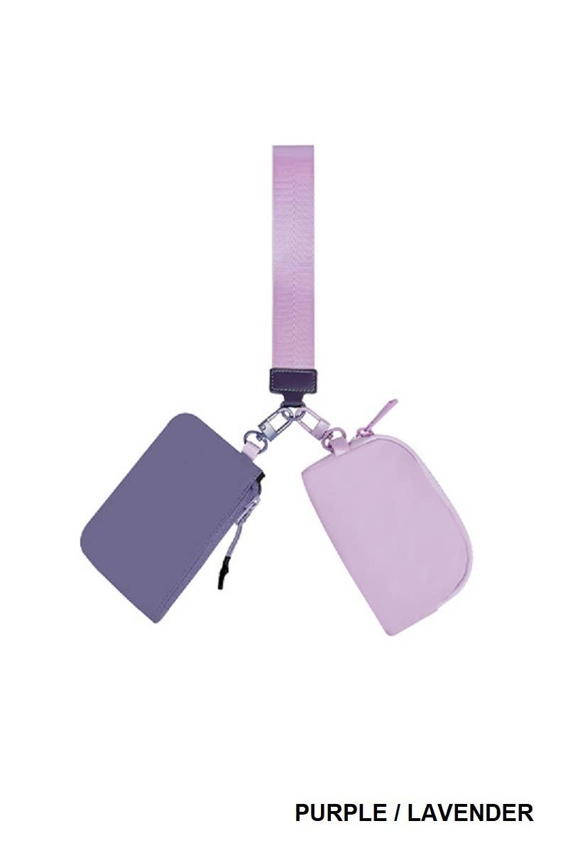 Lavender Dual Pouch Wristlet Keychain Wallet