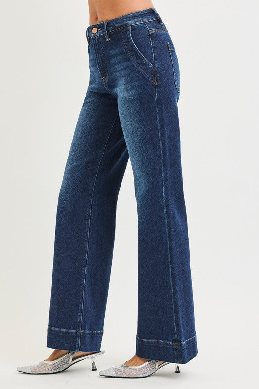 Tummy Control Hi Rise Wide Flare Jeans