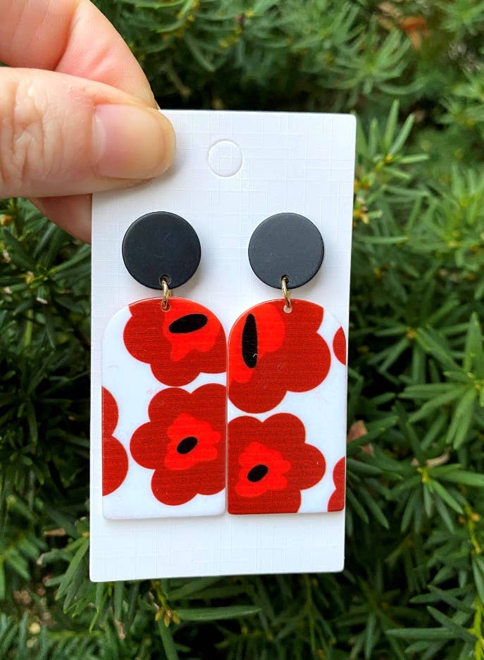 Brick Floral Harlow Acrylic Earrings