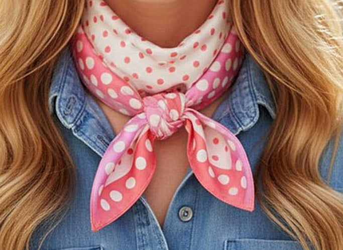 Pink Polka Dot Bandana Scarf