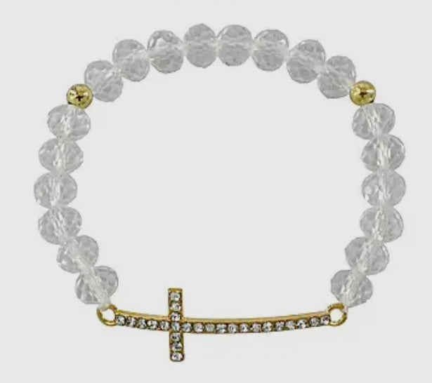 Gold Crystal Cross Bracelet