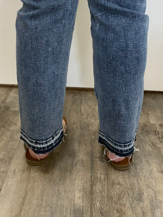 Stretch Straight Ankle Released Hem Jeans