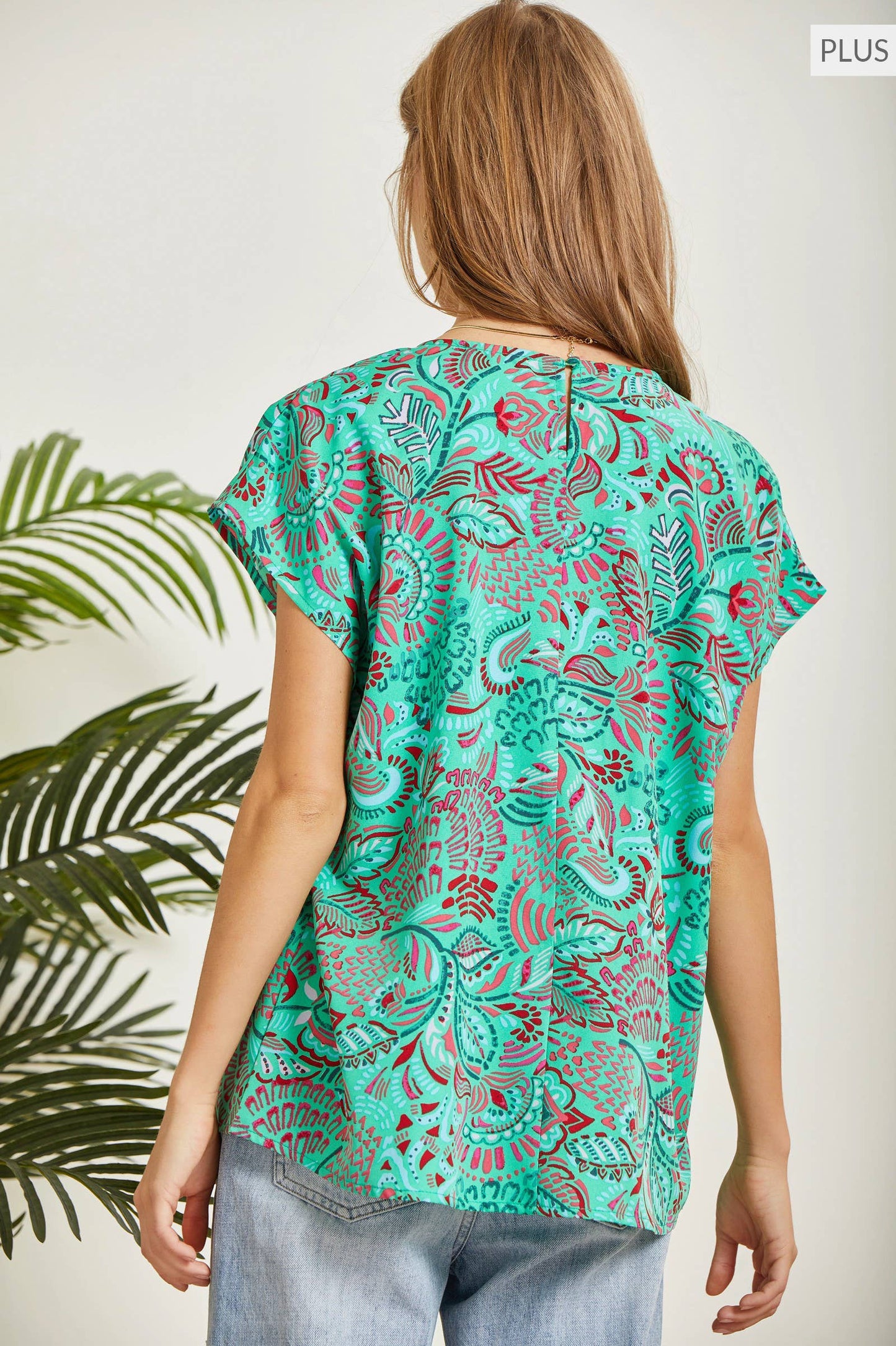 Emerald Plus Size Beautiful Paisley Inspired Babydoll Top
