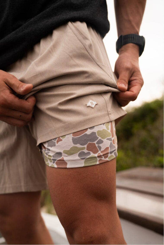 Athletic Short - Heather Khaki - Driftwood Camo Liner: 7"