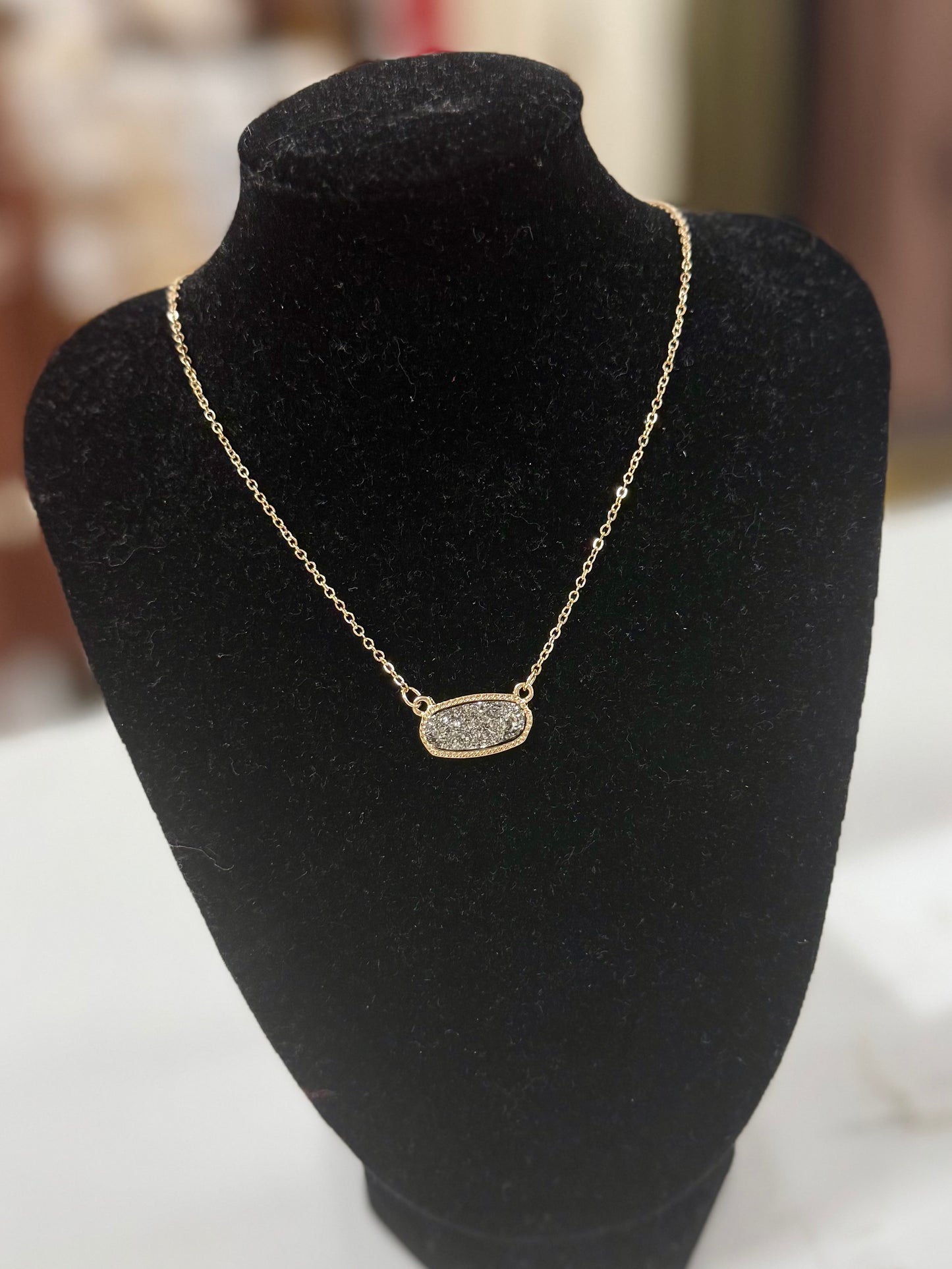 Oval Druzy Necklace