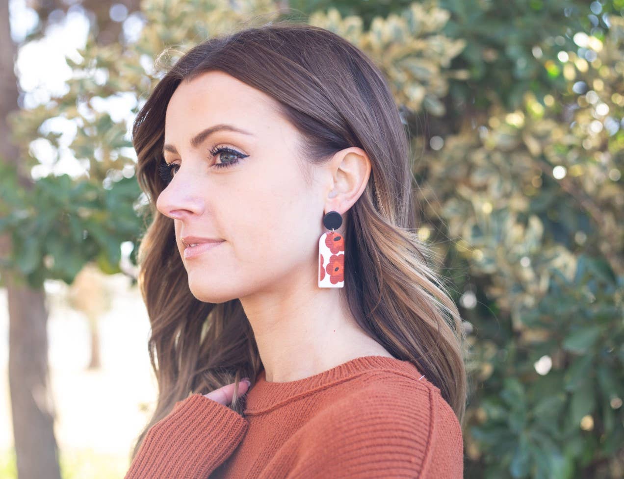 Brick Floral Harlow Acrylic Earrings