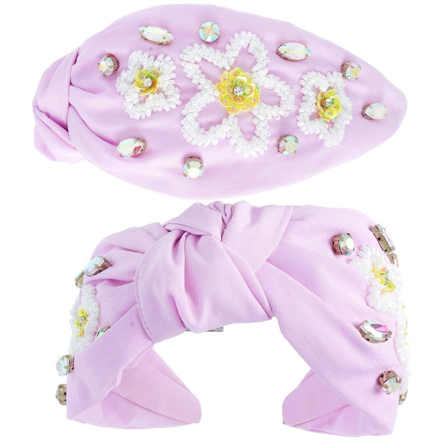 Lavender Floral Beaded Jeweled Embellished Headband