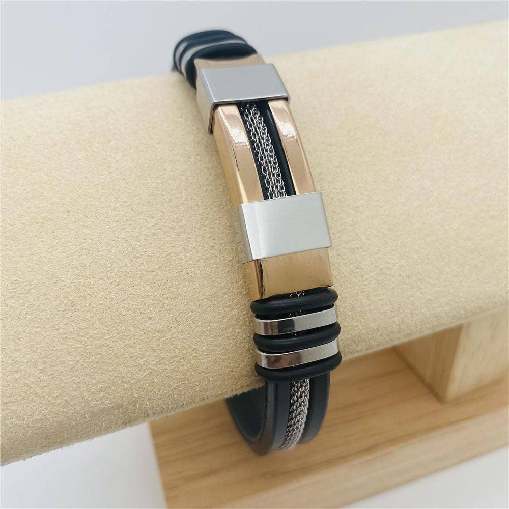 Men's Gold Silicone Titanium Steel Bracelet