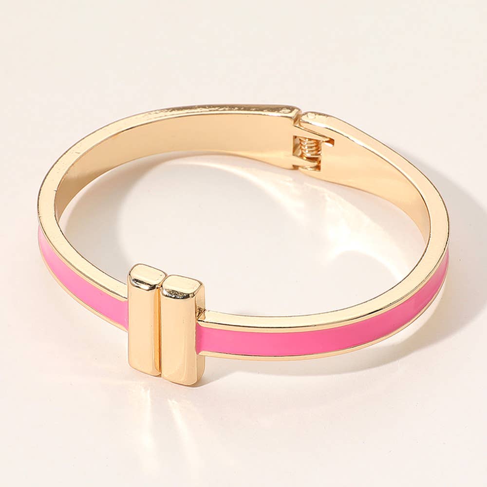 Fuchsia Metal Bar Hinged Bangle Bracelet