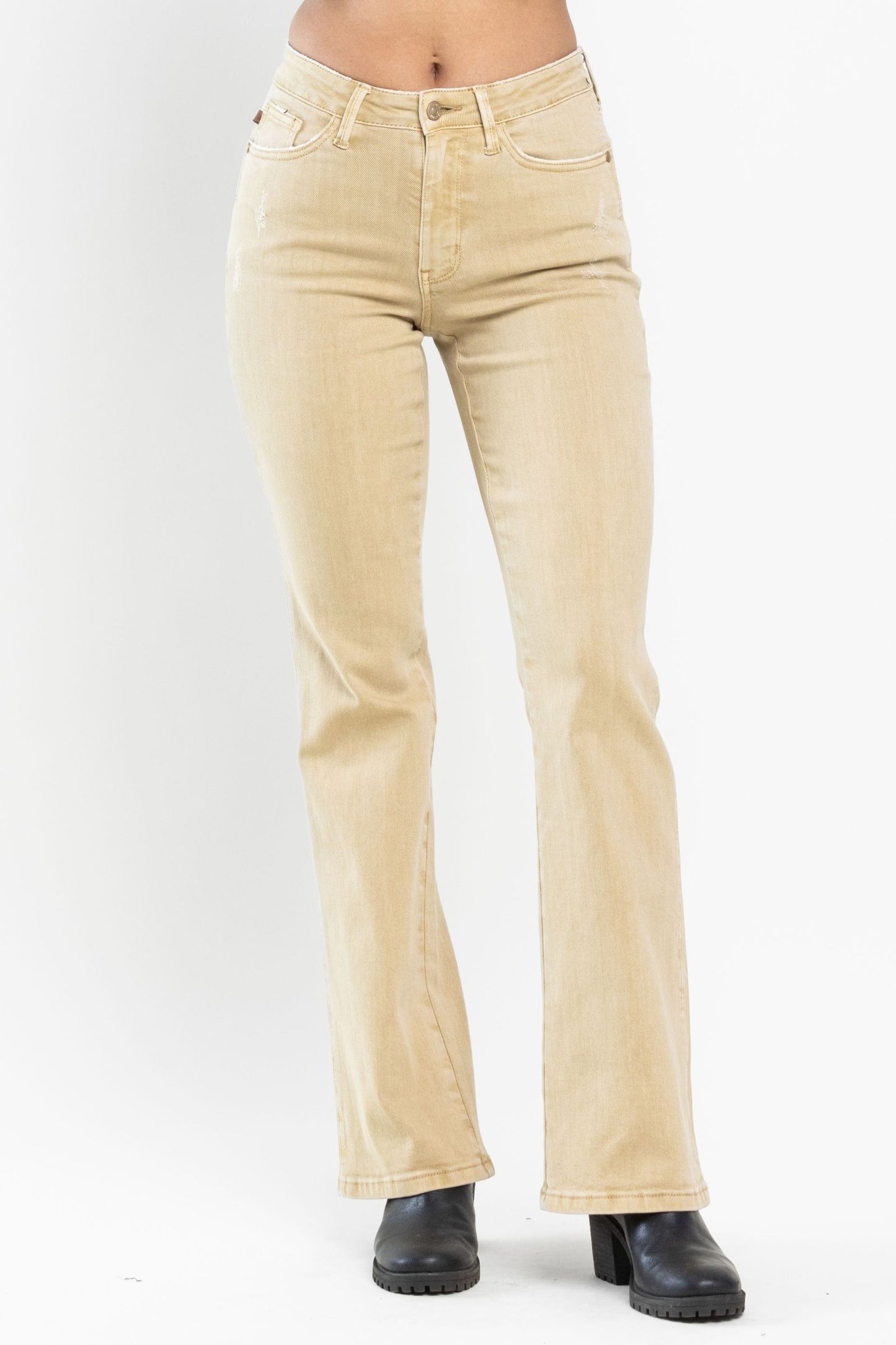 Judy Blue Plus Mid Rise Khaki Slim Boot