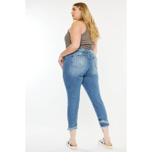 KC Plus Mid-Rise Double Frayed Skinny Jean