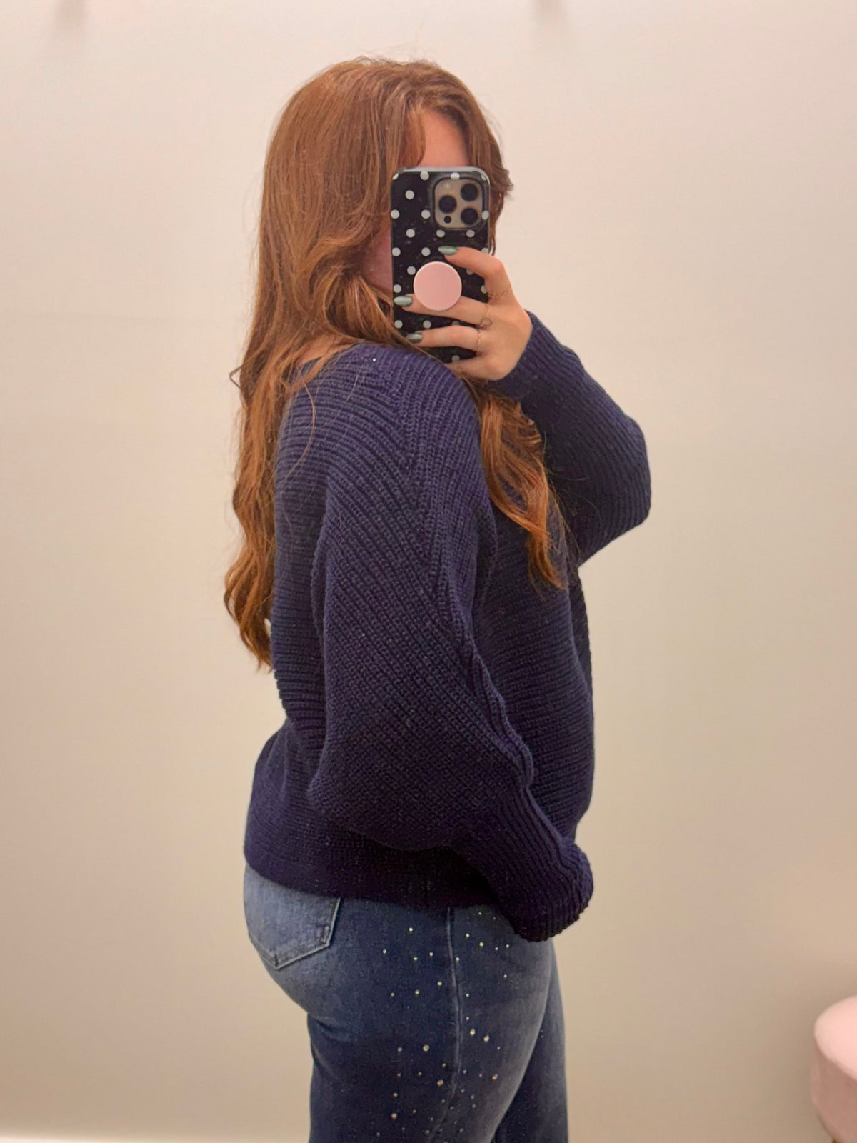 Navy Airy Dolman Sweater