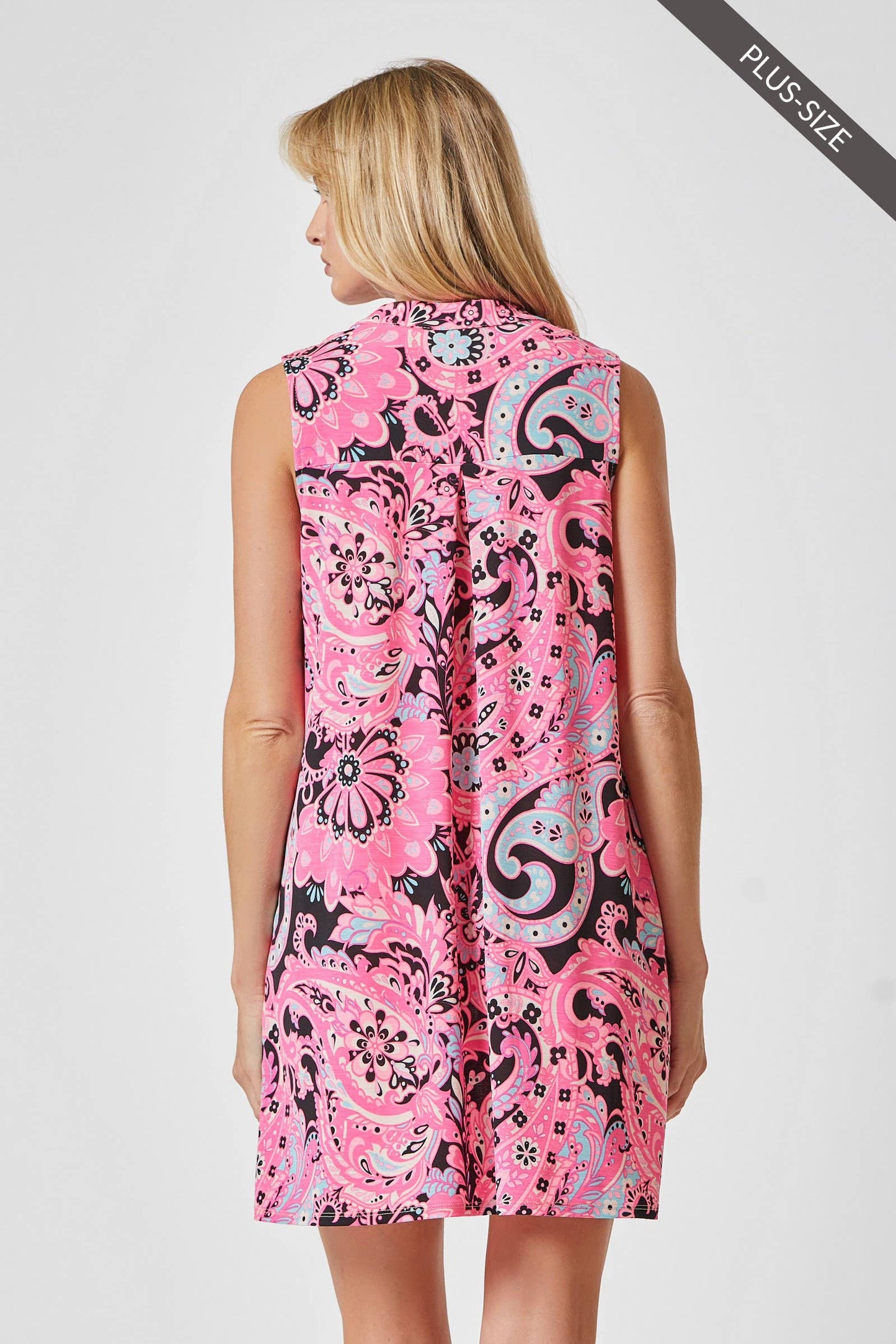 Plus Paisley Tank Dress Featuring a Line Bodice