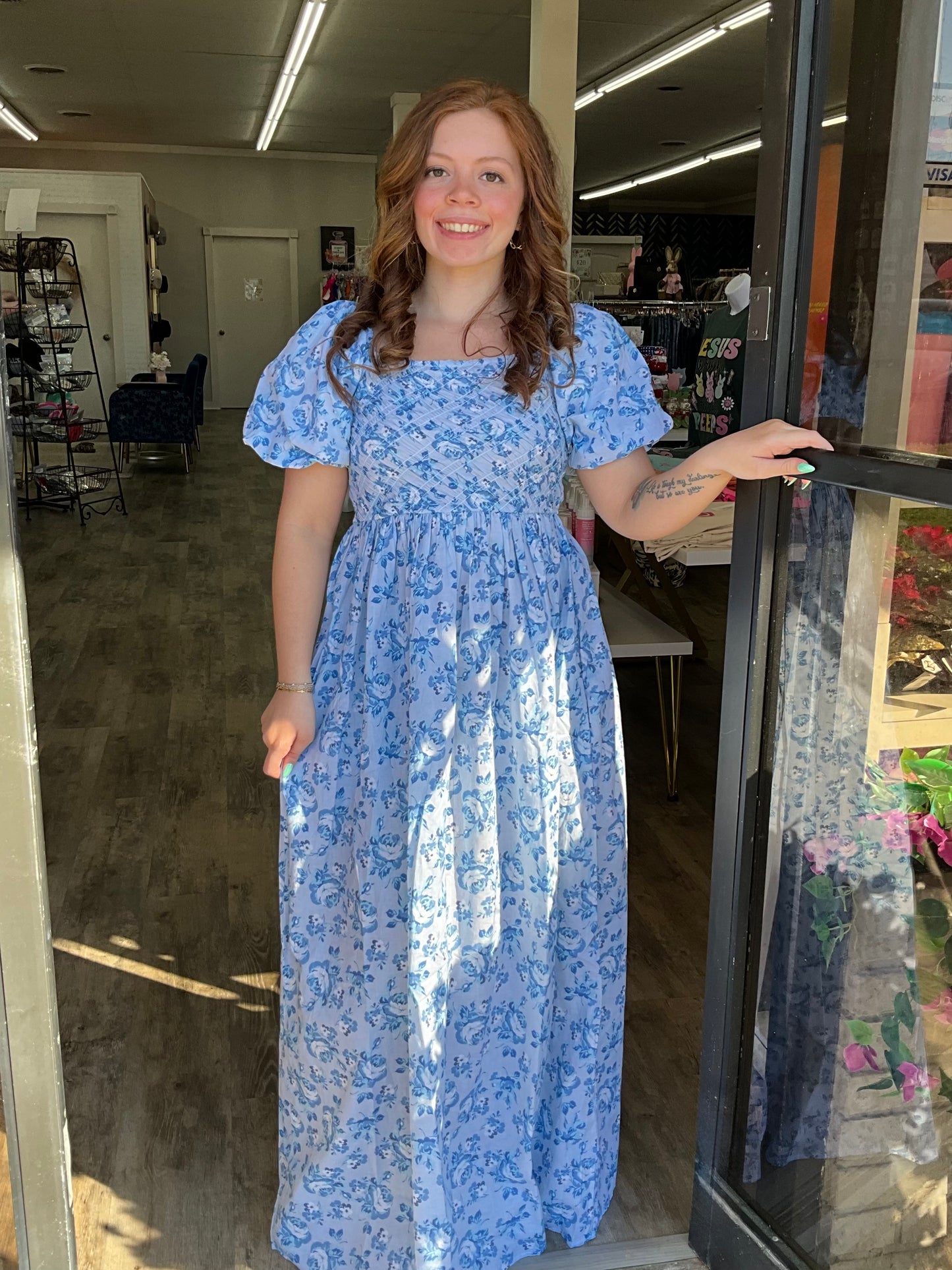 SS Blue Floral Maxi Dress