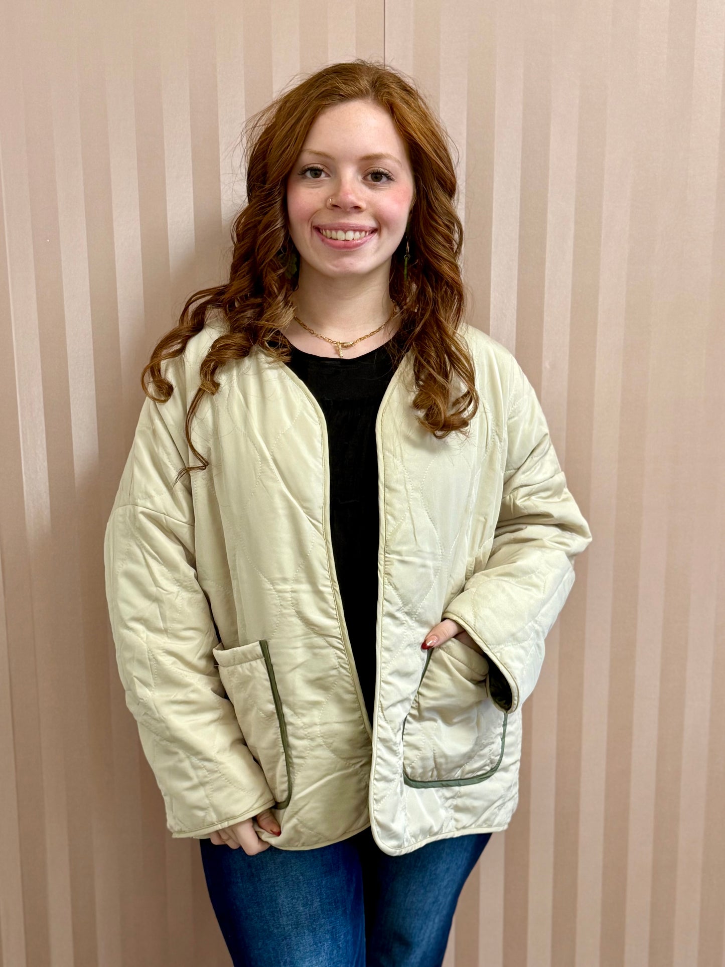 Olive Reversible Jacket with Pockets