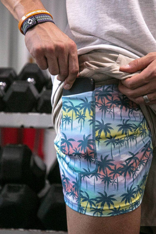 Athletic Short - Heather Khaki - Palm Tree Liner: 7"