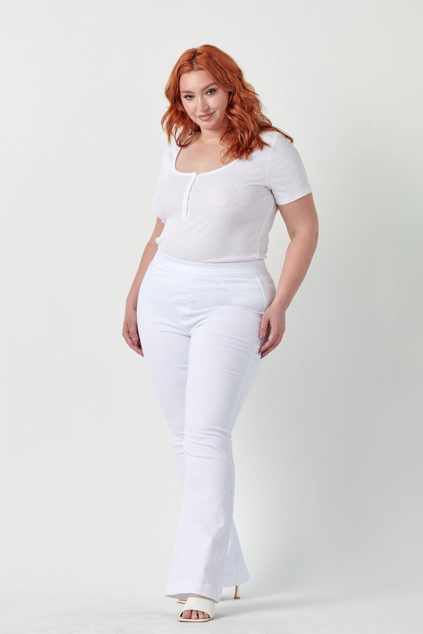 Cello Plus White Flare Jegging