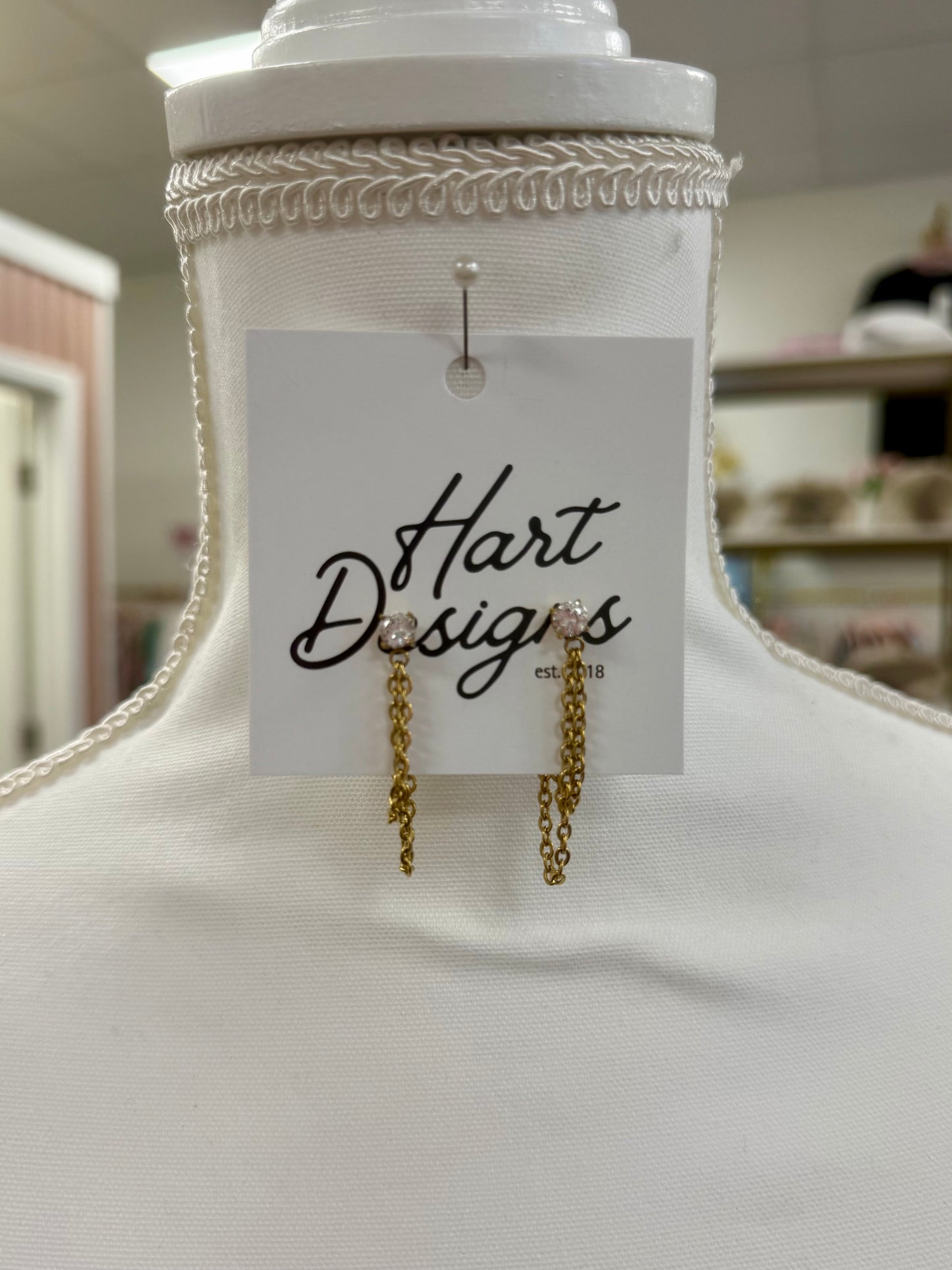 Hart Designs Diamond Stud Chain Earrings
