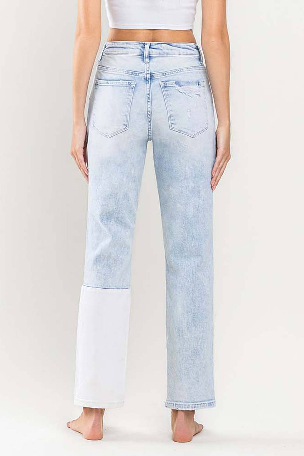 High Rise Colorblock Boyfriend Jeans