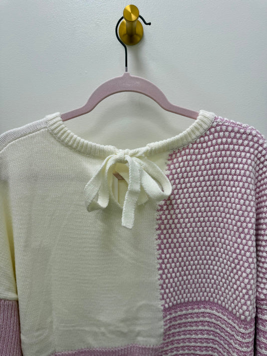 Lavender Colorblock Tie Back Sweater