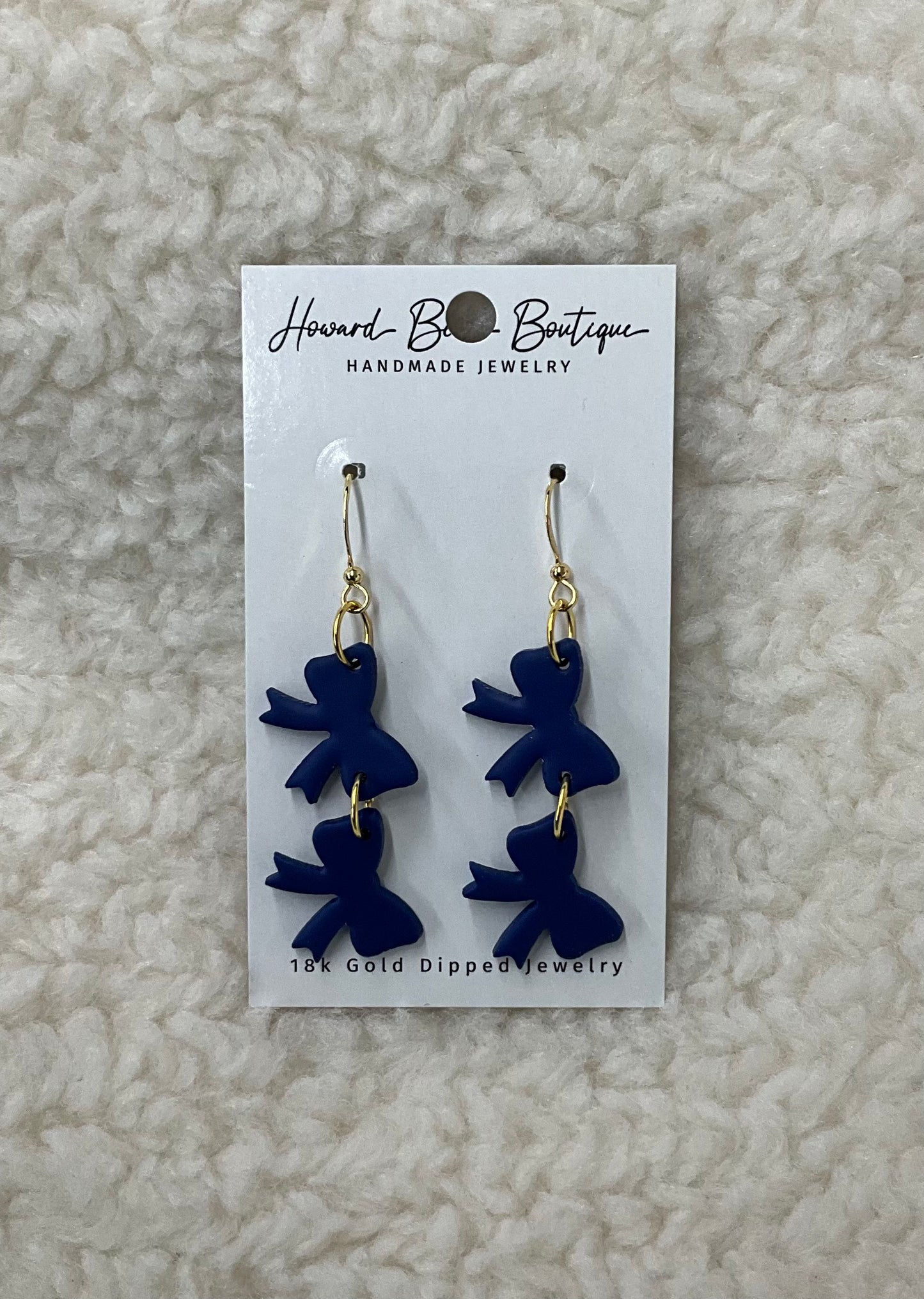 Navy Bow Dangle Earrings