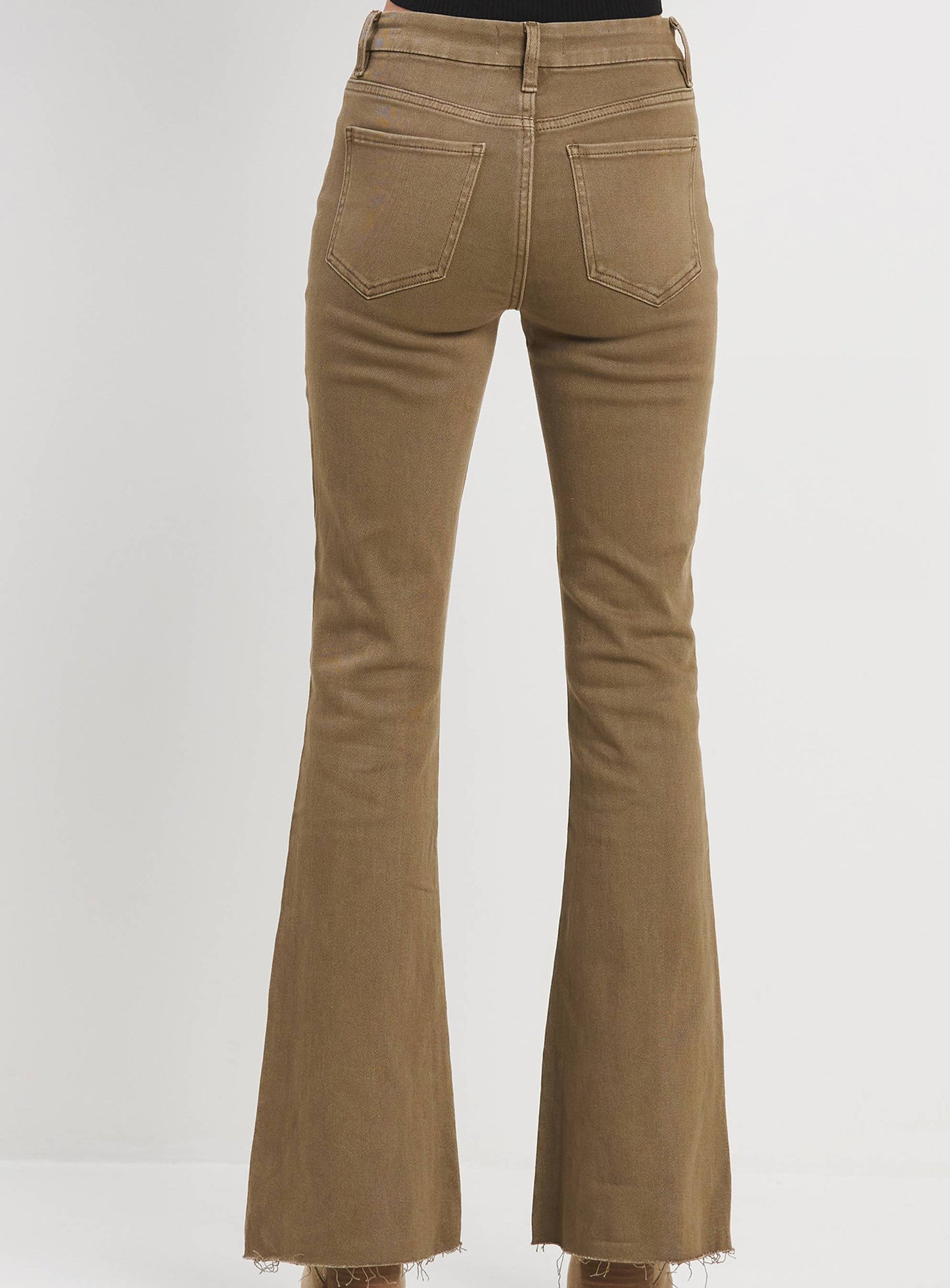 High Rise Army Green Flare Jeans