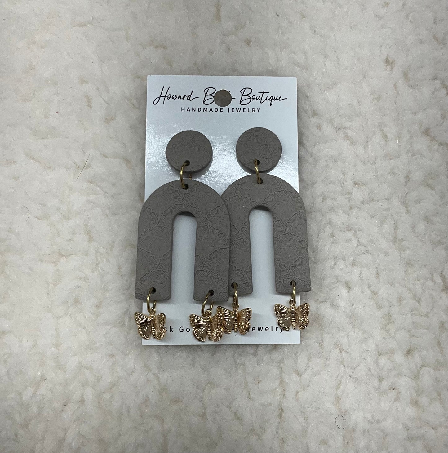 Neutral Butterfly Horseshoe Earrings