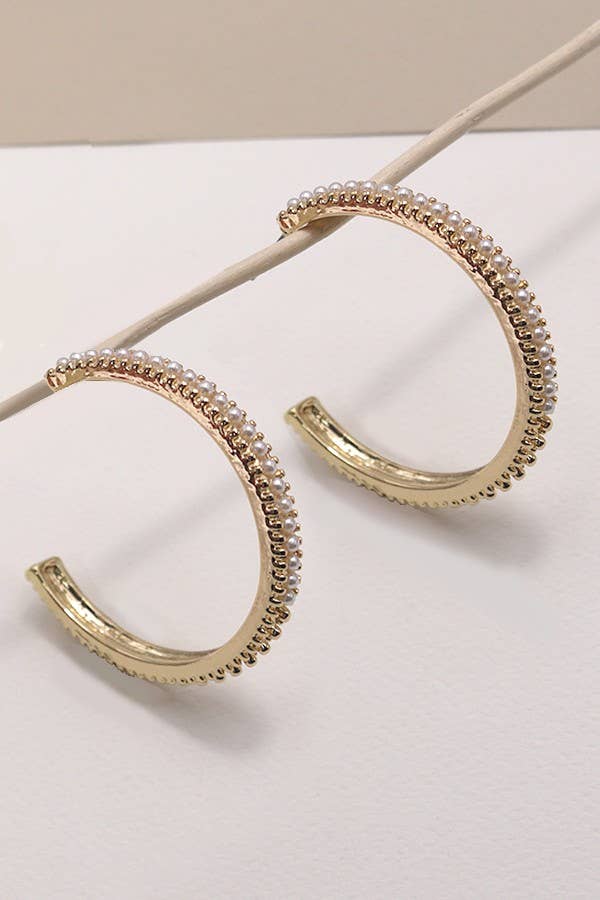 Gold Pearl Hoop Earrings
