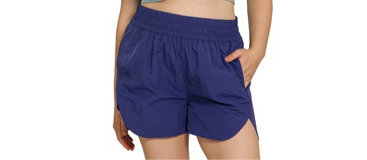 Plus Lt Navy Windbreaker Smocked Running Shorts