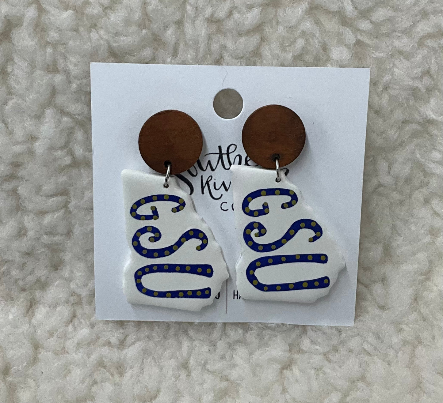 White Dot GS Dangle Earrings