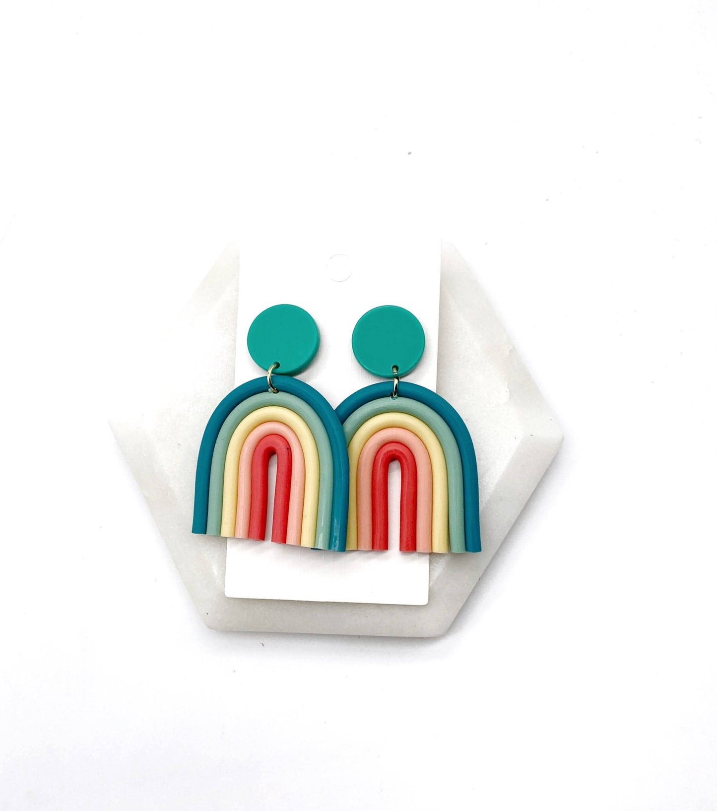 Jade Green Rainbow Arch Acrylic Earrings