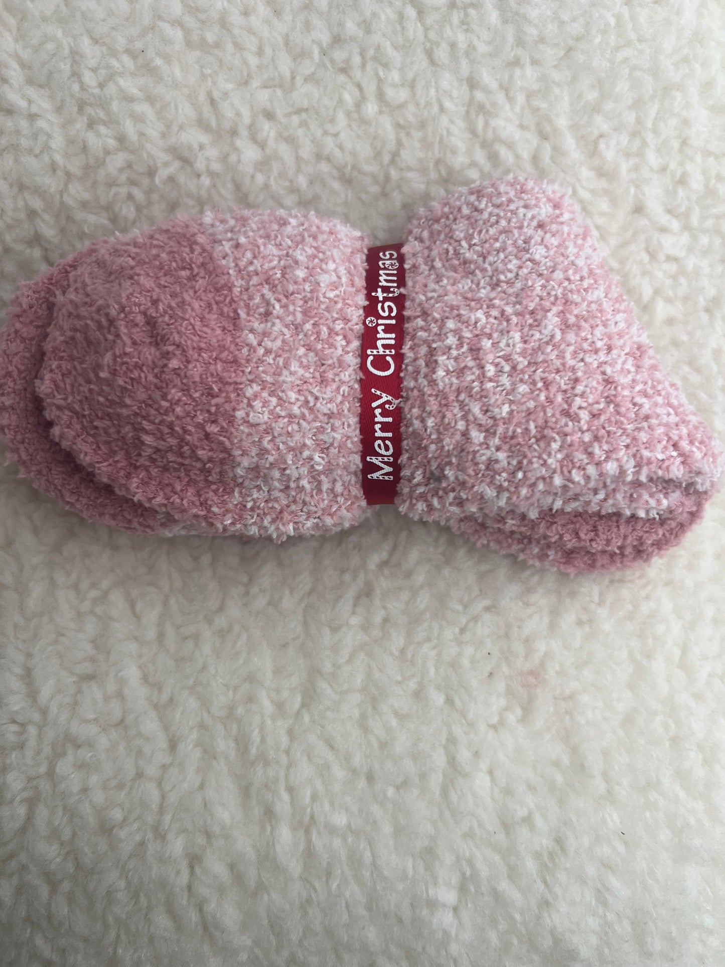 Pink & White Fuzzy Socks